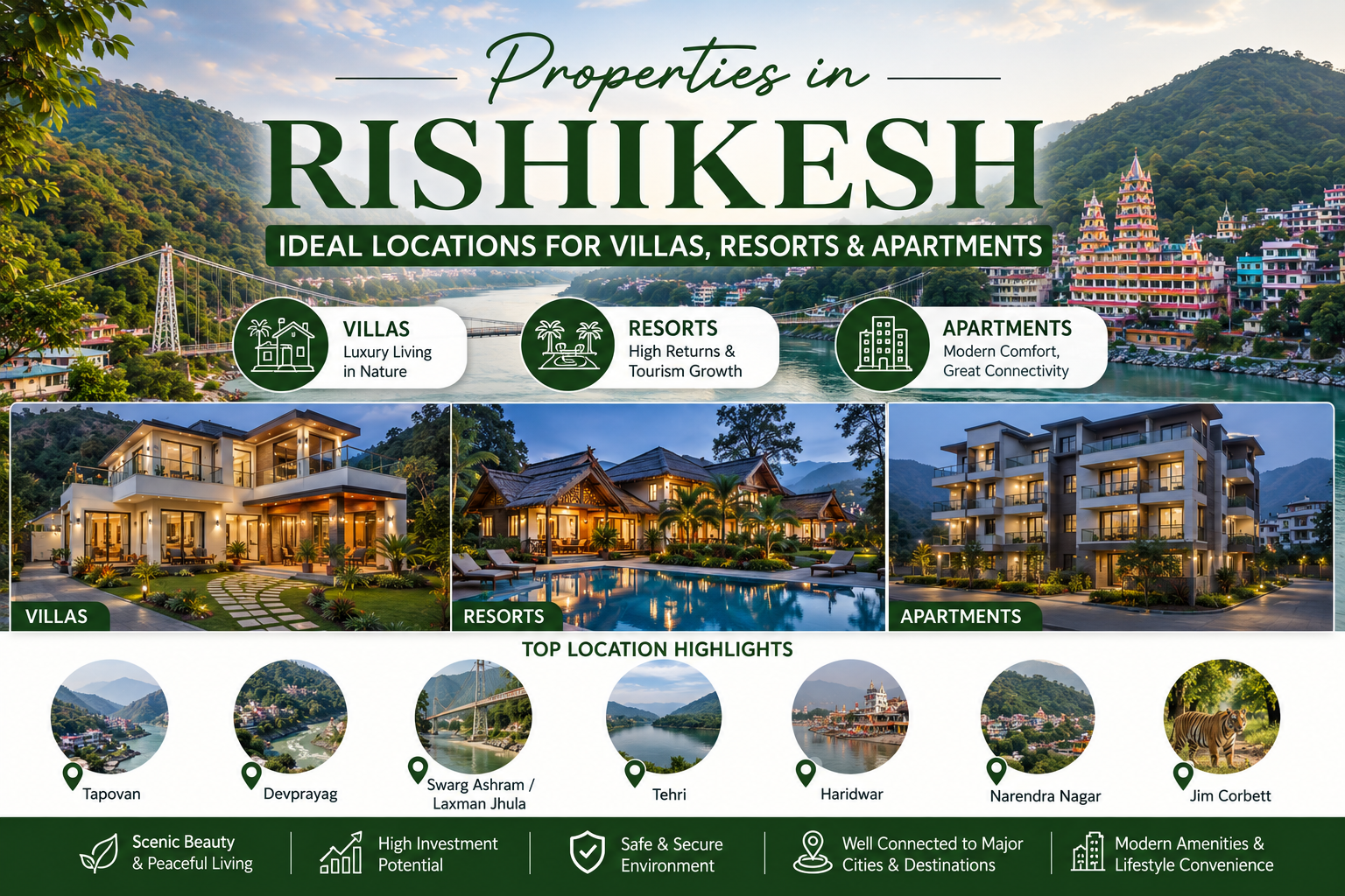 Best Properties in Rishikesh- Ideal Locations for Villas, Resorts & Apartments