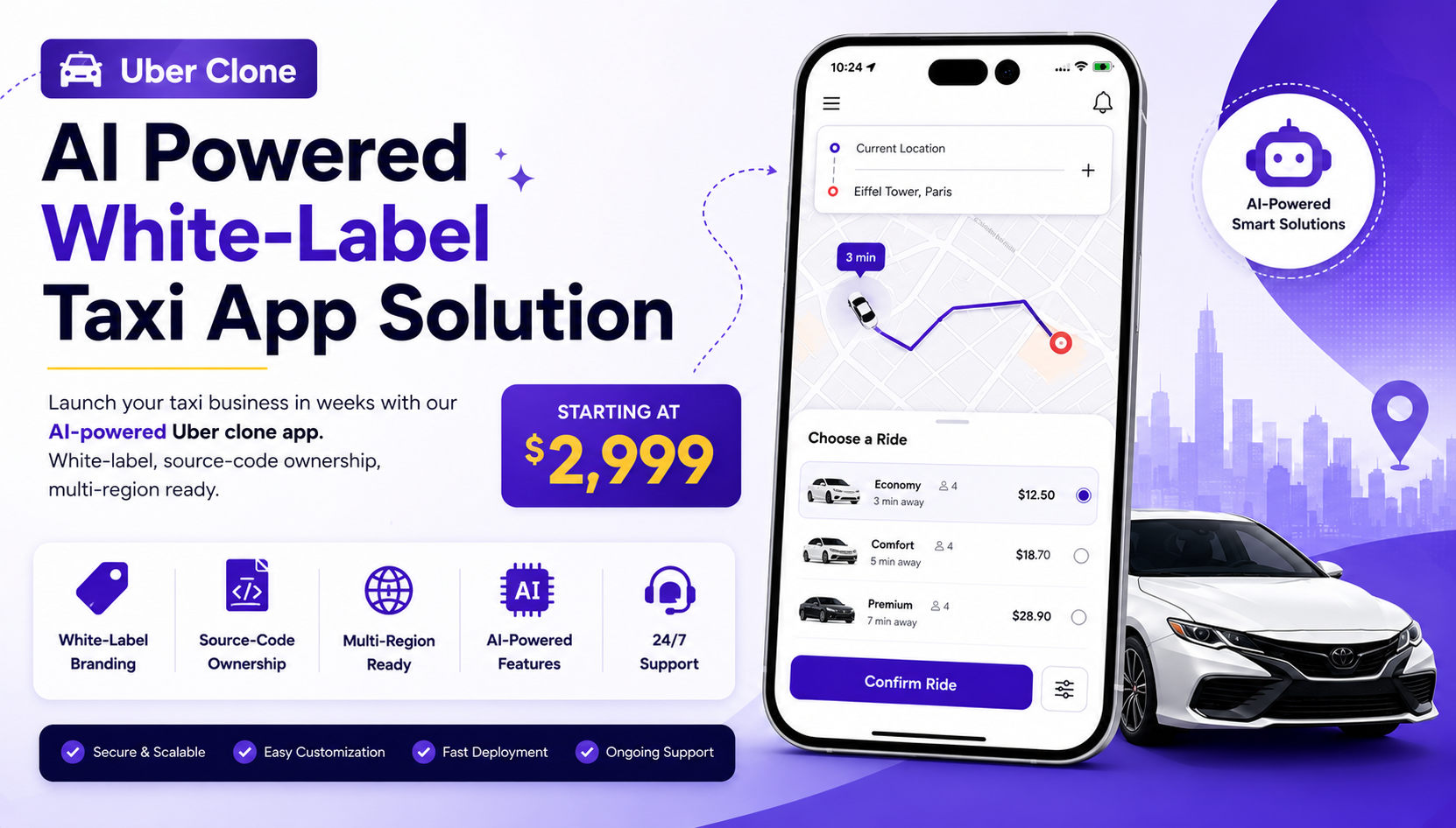 Uber Clone – AI Powered White-Label Taxi App Solution