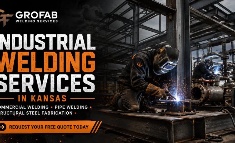Industrial welding services in Kansas for commercial fabrication, pipe welding, and structural steel fabrication projects.