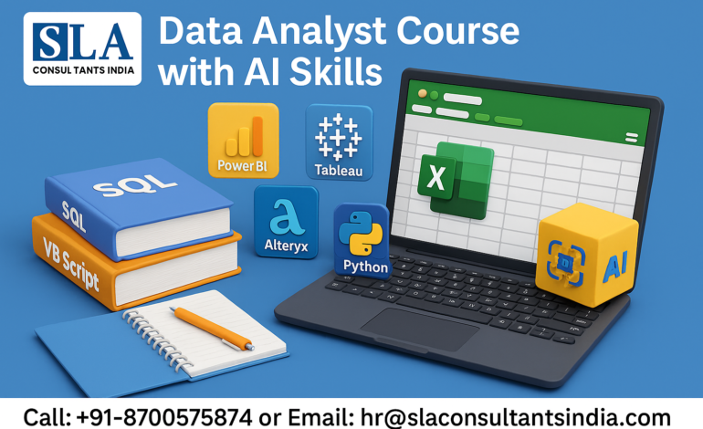 Data Analyst Training in Delhi for High-Growth Analytics Opportunities, Enhance Knowledge of Excel, VBA, SQL, Power BI & Tableau with Free Alteryx, Prompt Engineering & Gen AI along with Google Certification Support by SLA Consultants India
